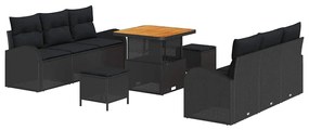 vidaXL Kerti Kanapé Szett párnával tárolóval párnával 9 pcs Fekete