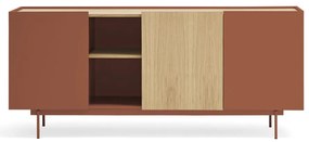 Téglavörös-natúr színű alacsony komód tölgyfa dekorral 180x78 cm Otto – Teulat