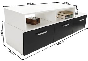 Nappali sor LED világítással, fehér/fekete- extra magas fényű HG, LEO