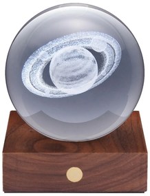 Sötétbarna diófa LED dimmelhető asztali lámpa üveg búrával (magasság 12 cm) Amber – Gingko