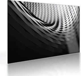 Absztrakt kép - fekete-fehér spirál (üvegen) (70x50 cm)