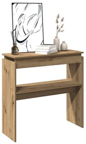 kézműves tölgy színű szerelt fa dohányzóasztal 80 x 30 x 80 cm