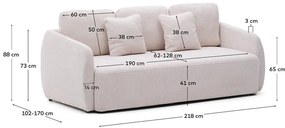 Krémszínű zsenília kinyitható kanapé 225 cm Laira – Kave Home