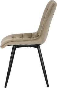 Sötétbézs bársony étkezőszék, fekete fém lábbal CT-384 CAP4