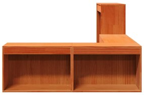 Viaszbarna tömör fenyőfa éjjeliszekrény asztallal 232x122x75 cm