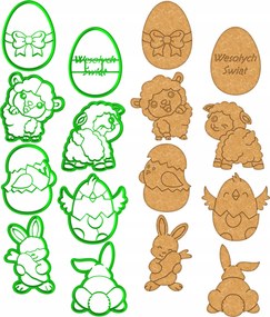 8x Húsvéti mézeskalács formák Húsvéti lyukasztók XL szett 8db