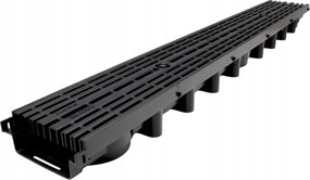 Lineáris vízelvezetés 1000x63x131mm 1,5Tony Max-drain Rács Line Fekete Pp