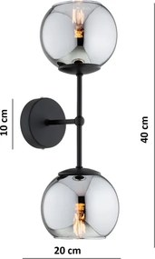Brilagi - DIOR fali lámpa 2xE27/60W/230V fekete/füstszürke