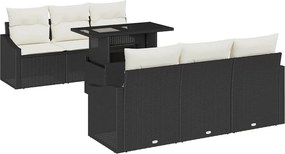 vidaXL Kerti Kanapé Szett 7 pcs Fekete és krémszínű 100 x 55 x 73 cm