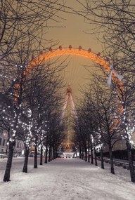 Poszter 61x90,5cm London Eye éjszaka fákkal, Assaf Frank