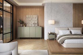 Elivo éjjeliszekrény 50 cm fiókkal, fém lábakon - eukaliptusz / baltic dune tölgy