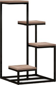 Outsunny Fém és Fa Növényállvány Virágpolc 4 Szinten Ipari Stílus 40L x 40W x 75.5H cm | Aosom