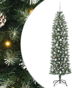 vidaXL Mű Karcsú Karácsonyi Fa 300 LED-del Zöld és Fehér 210 cm
