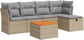 vidaXL 6 részes bézs polyrattan kerti ülőgarnitúra párnával