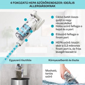 Klarstein LARMA, porszívó, vezeték nélküli, zsák nélküli, maximális üzemidő 45 perc, LED