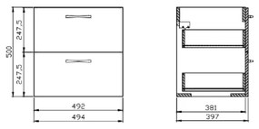 Cersanit S801-456 - NIKO 50x40 cm fali fürdőszobaszekrény mosdóval, fehér