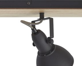 Fekete mennyezeti spotlámpa fával, 4 lámpás, forgatható és dönthető - Jakub