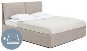 Szürkésbarna kárpitozott ágyneműtartós franciaágy matraccal, ágyráccsal 160x200 cm Thessa Pillow – Bonami Selection
