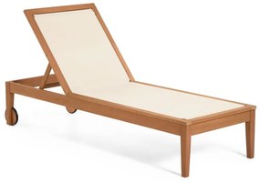 Bézs tömörfa állítható kerti napozóágy Caterin – Kave Home