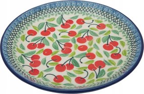 Desszerttányér 20 cm Művészi kerámia Bolesławiec minta 3250 Cseresznye