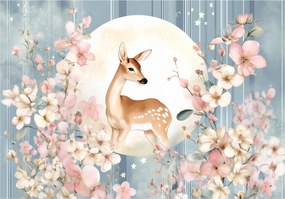 Fotótapéta Gyerekeknek Őz Virágok Tapéta Lányok Szobájába 250x175