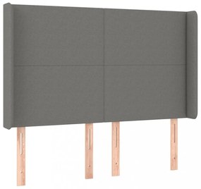 sötétszürke szövet fejtámla szárnyakkal 147x16x118/128 cm