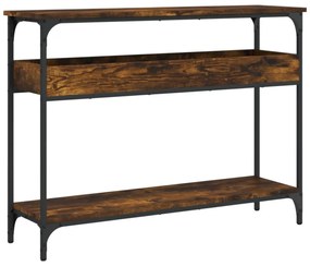 füstös tölgy színű szerelt fa tálalóasztal polccal 100x29x75 cm