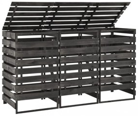 festett tömör fenyőfa tripla kerekeskuka-tároló 210x75x121 cm