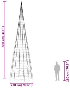 meleg fehér LED karácsonyfa zászlórúdra 3000 LED 800 cm