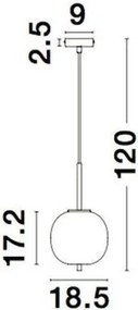 NOVA LUCE 9624074 LATO Egyágú Függesztett Lámpa Üveg E27 IP20
