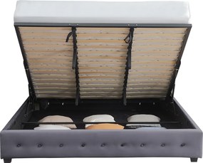 Ágy tárhellyel, 160x200, szürke, MINDY