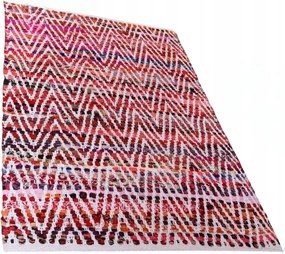 Téglalap alakú Szőnyeg Természetes Juta Kézzel Szőtt 60x90 cm Fehér-Piros