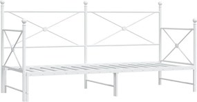 vidaXL Daybed with Trundle without Mattress White 80x200 cm acél