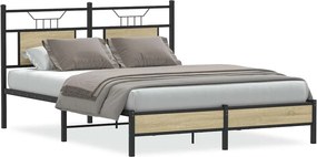 vidaXL sonoma tölgy színű szerelt fa ágykeret matrac nélkül 140x200 cm