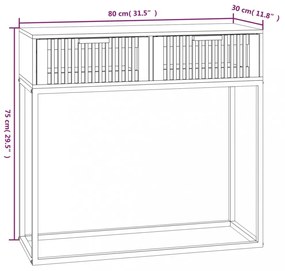 fekete szerelt fa és vas tálalóasztal 80 x 30 x 75 cm