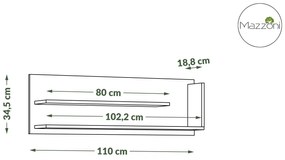 Mazzoni FOLK PW-110 fali polc Fehér Matt + Millenium Beton - MODERN NAPPALIBA/SZOBÁBA