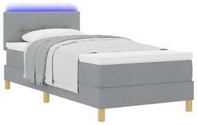 Boxspring Ágy Matraccal és LED Fény Világosszürke 100x200 cm Szövet
