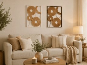 Szett 2 db fali dekoráció CIRCLES fém 48x68 cm, barna / fehér