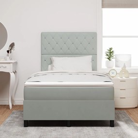 Boxspring Ágy Matrac Sötétszürke Kis Dupla Bársony