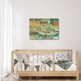Üveg kép - Childe Hassam, Oyster Sloop, Cos Cob, reprodukciók (70x50 cm)