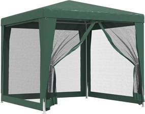 Zöld HDPE rendezvénysátor 4 hálós oldalfallal 2,5x2,5 m