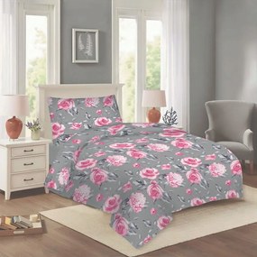 Rózsaszín-szürke egyszemélyes pamut ágyneműhuzat 140x200 cm Dana – Cotton House