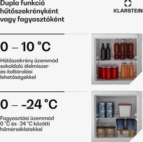 Klarstein Irene Retro hűtőszekrény és fagyasztó, 31 literes, fagyasztó és hűtőszekrény egyben, gazdaságos
