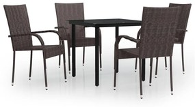 vidaXL 5 részes barna-fekete kerti étkezőgarnitúra