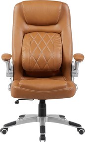 Irodai szék, barna ekobőr/ezüst, teherbírás 150 kg, GREKO