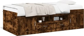 vidaXL füstös tölgy kanapéágy fiókkal matrac nélkül 75x190 cm