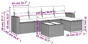 6 részes bézs polyrattan kerti ülőgarnitúra párnával