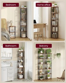 Szerszám nélküli, gyorsan összeszerelhető, 6 polcos tárolószekrény, barna/fekete