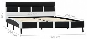 fekete LED-es műbőr ágykeret 120 x 200 cm