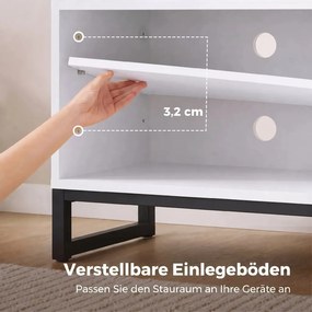 TV-szekrény akár 55 hüvelykes televíziókhoz, modern, állítható polcokkal, fehér